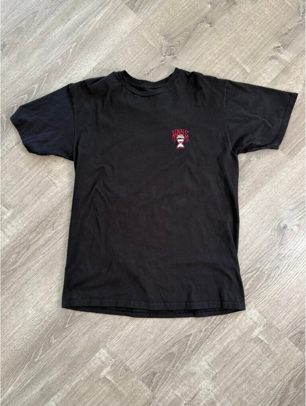 Vans Large Black Graphic T-Shirt with Grim Reaper Design